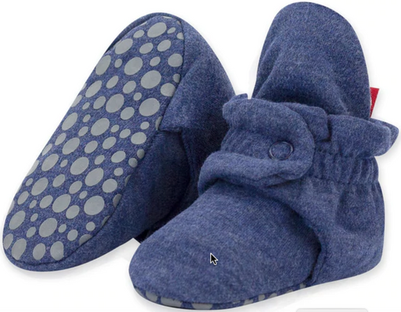 Cotton Booties with Grippers - True Navy Heather