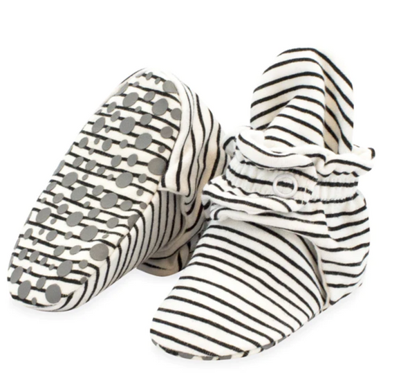 Cotton Booties with grippers - Pencil Stripe