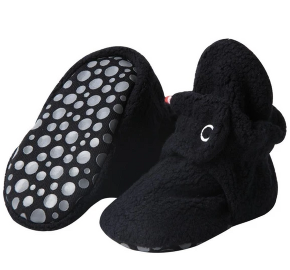 Fleece Booties with Grippers - Black