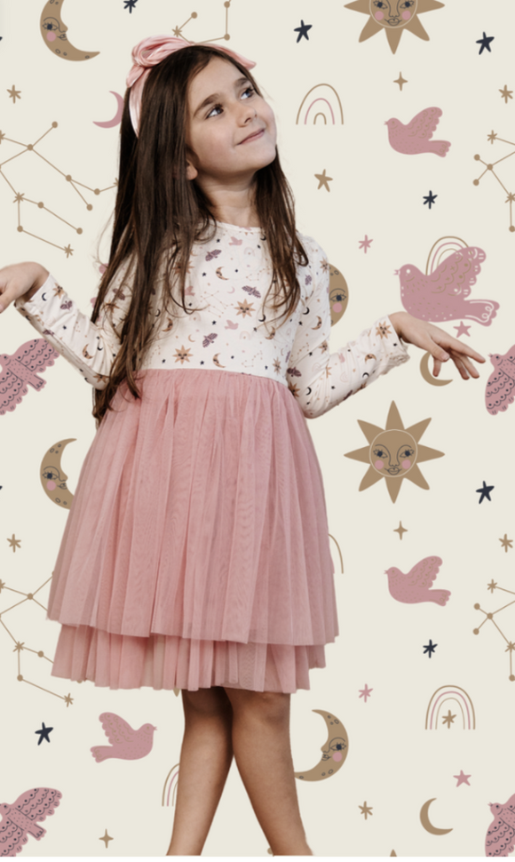 Tulle Party Dress - Long Sleeved - You Are My Sun, Moon & Stars
