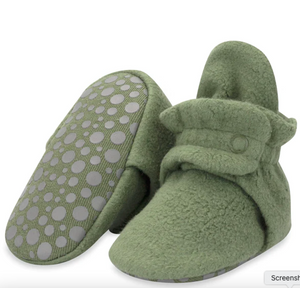 Fleece Booties with Grippers - Olive