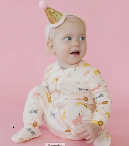 Bamboo Modal Zip PJs - Birthday Party Animals