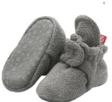 Fleece Booties with Grippers - Dark Gray