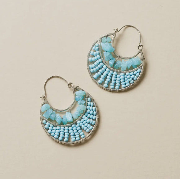 Rajiyah Amazonite Beaded Crescent Hoop Earrings