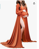 Maternity Gown Bishop Sleeves Maxi Dress - M