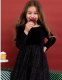 Christmas Dress - Girls Black Velvet Holiday Dress