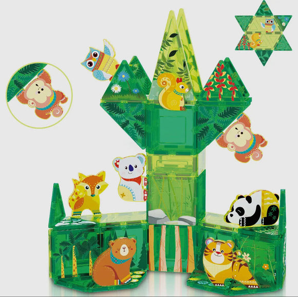 PicassoTiles Forest Animal Set with 8 Action Figures