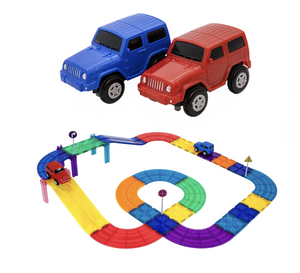 PicassoTiles 30pc Magnetic Race Track Building Blocks