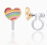 Clip On Cutie Earrings- Rainbow Heart