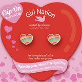 Clip On Cutie Earrings- Rainbow Heart