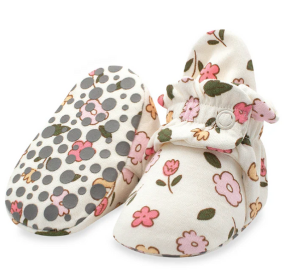 Organic Cotton Gripper Booties - Wild Flower