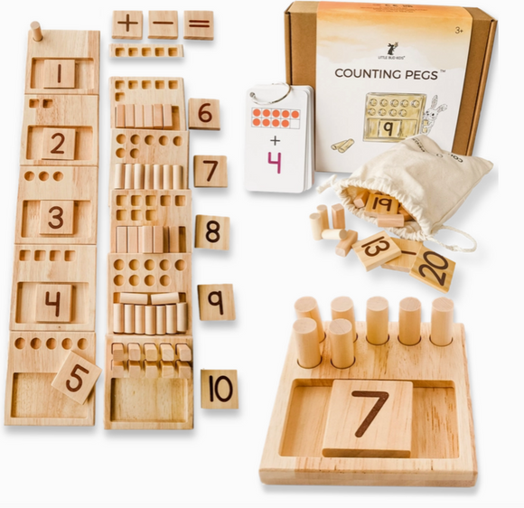 Counting Pegs Math Toy Set & Ten Frame Addition Flashcards