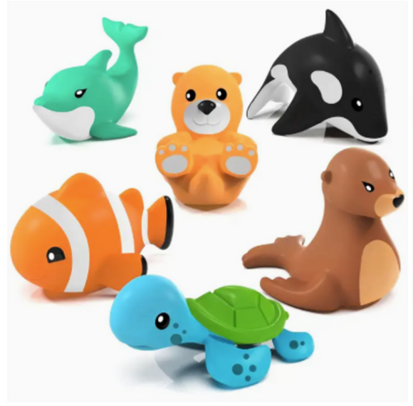 Tub Works Marine Mold Free Bath Toys, 6 Pack