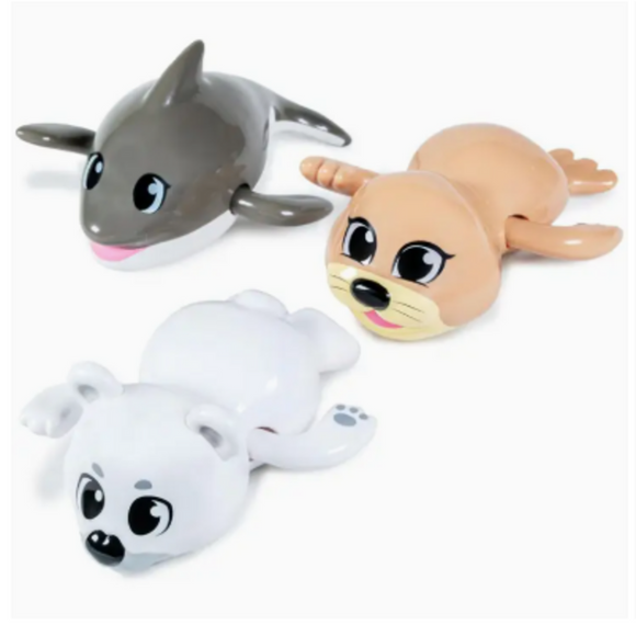 Tub Works Wind Up Swimming Baby & Toddler Bath Toys, Arctic 3 Pack