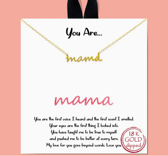Gold-Dipped Mama Script Necklace