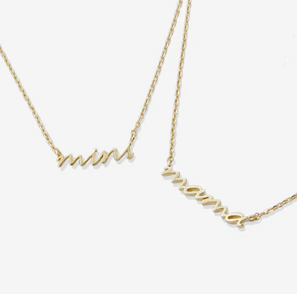 Gold-Dipped Mini and Mama Necklace