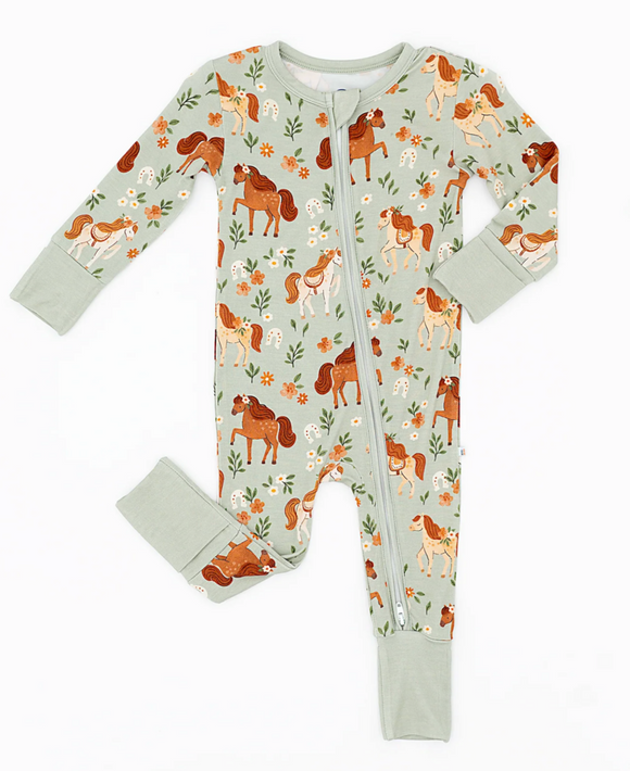 Bamboo Zip Pajamas - Horsin' Around