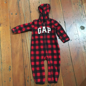 Fleece hooded jumpsuit - 6-12M