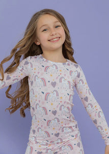 Bamboo Long Sleeved PJ Set - Rainbow Unicorn