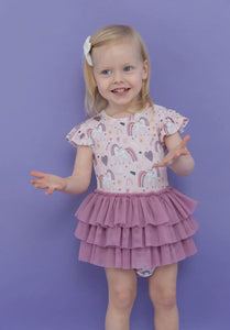 Tulle Skirted Bodysuit - Rainbow Unicorn