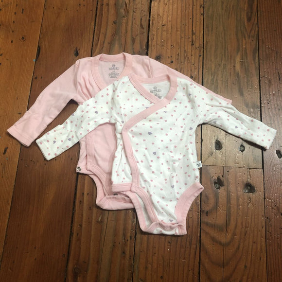 2pk Kimono Onesies - 0-3M