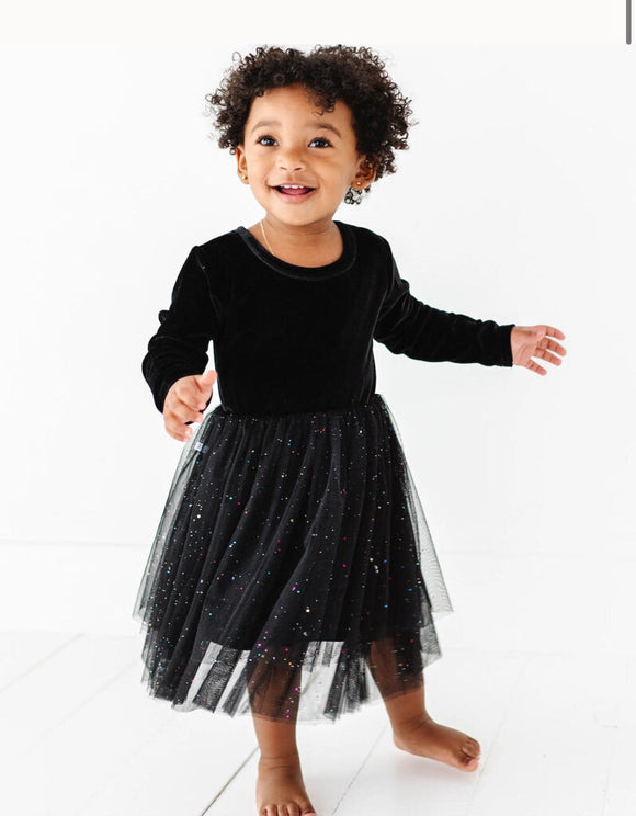 Christmas Dress - Girls Black Velvet Holiday Dress