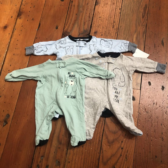 3 pack footed PJs - preemie