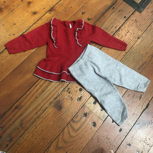 Red Flounce Sweater & Legging Set - 12M - like new