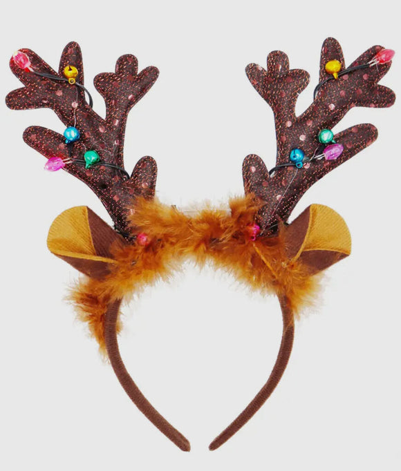 Rudolph Fuzzy Antler Led Light-Up Hairband - kids/small adult