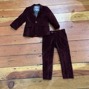 Maroon Velvet 2 piece suit - 3T