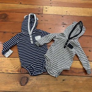 2pk Hooded Onesies - 18M