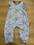 Ruffle Sleeve Romper - Blue San Francisco Print