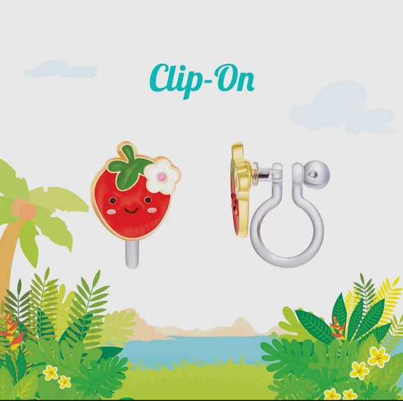 Clip On Cutie Earrings- Strawberry