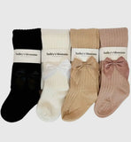 Ribbed Satin Bow Tights