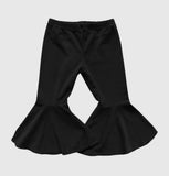 Pleated Velour Bell Bottoms - Black