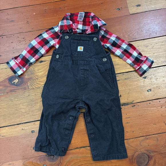 Flannel Onesie & Overalls - 12M
