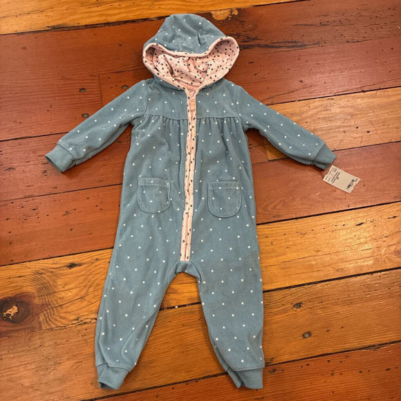 Fleece hooded jumpsuit - 12M