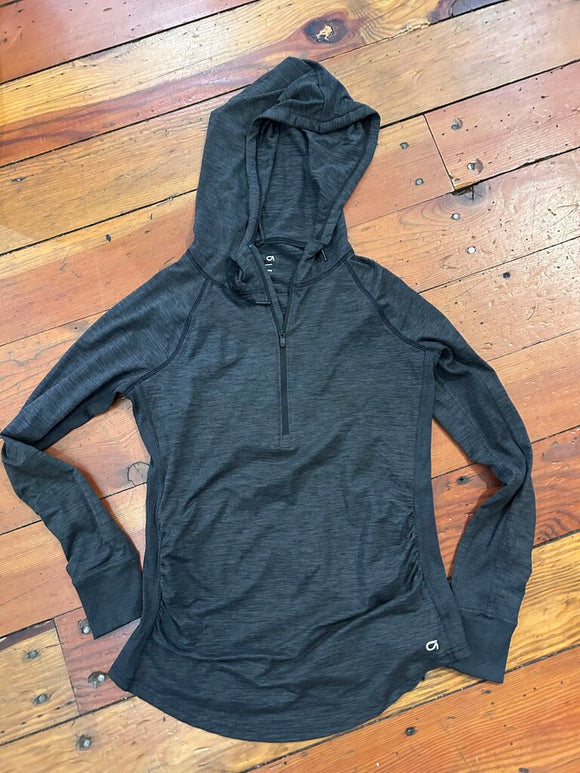 Maternity hooded tech jersey pullover - S