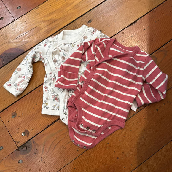 2pk Kimono Onesies - 3-6M