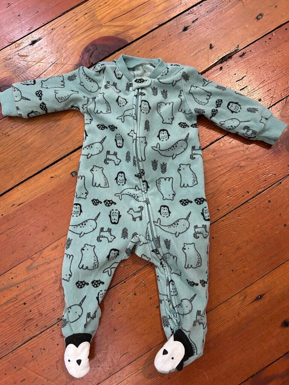 Fleece footed PJs - 3-6M