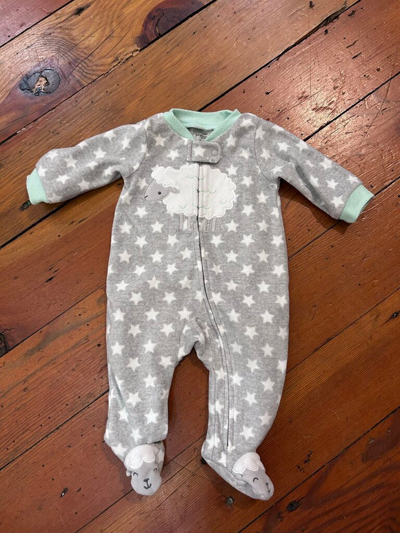 Fleece footed Pjs 0-3M
