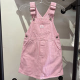 Vintage OshKosh Pink Engineer Stripe Overalls Dress - 5