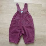 Vintage OshKosh Purple and Pink Engineer Stripe Overalls - 3/6M (up to 9 months)