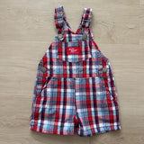 Vintage OshKosh Red and Blue Plaid Shortalls - 3/9m