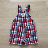 Vintage OshKosh Red and Blue Plaid Shortalls - 3/9m