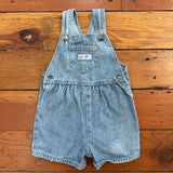 Vintage Liberty Light Wash Pleated Front Shortalls - 2/3T