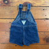 Vintage OshKosh Pleated Front Dark Wash Denim Shortalls - 6-12m
