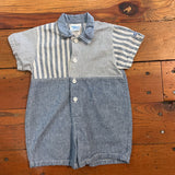 Vintage Oshkosh Chambray Stripe Romper - 6/12m