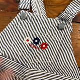 Vintage Esprit Hickory Stripe Embroidered Overalls - 4T