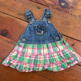Vintage OshKosh Y2K Plaid Denim Skirtall - 6m+